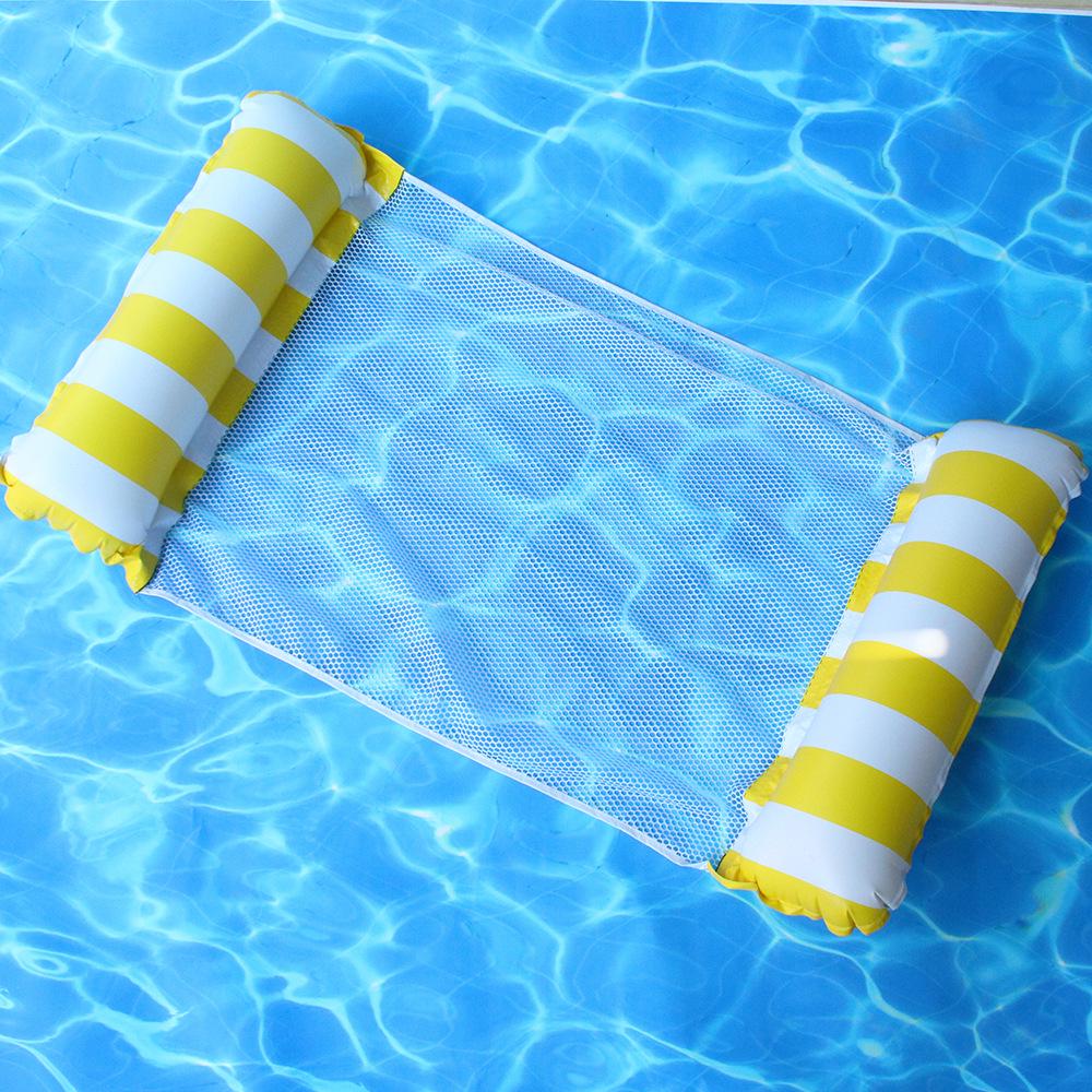 Foldable Striped Pool Hammock: New Style Inflatable Float & Mesh Recliner