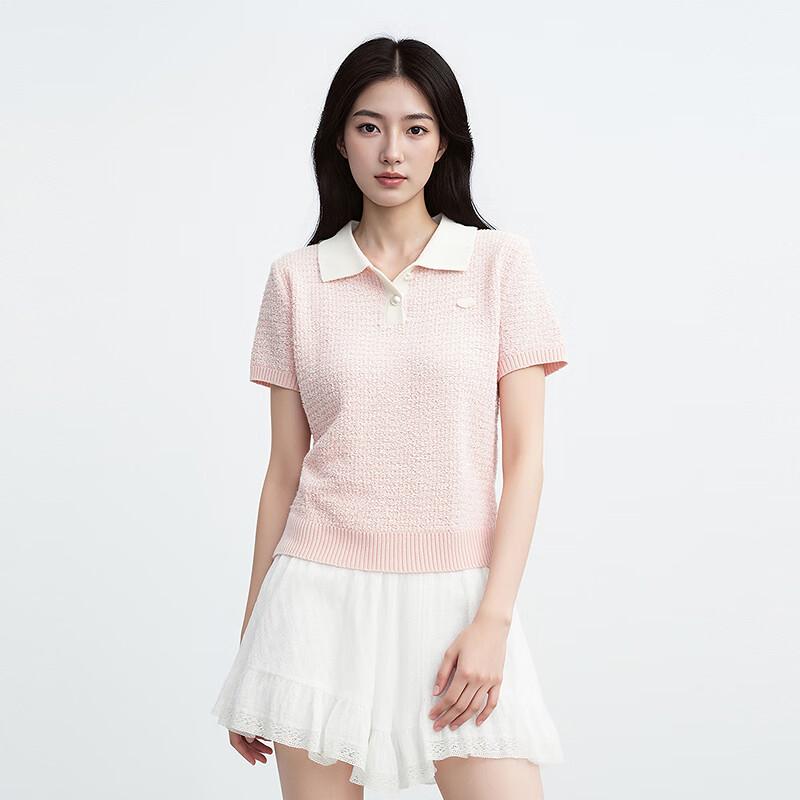 

Ledin Шикарная трикотажная футболка-поло с коротким рукавом и цветными блоками S