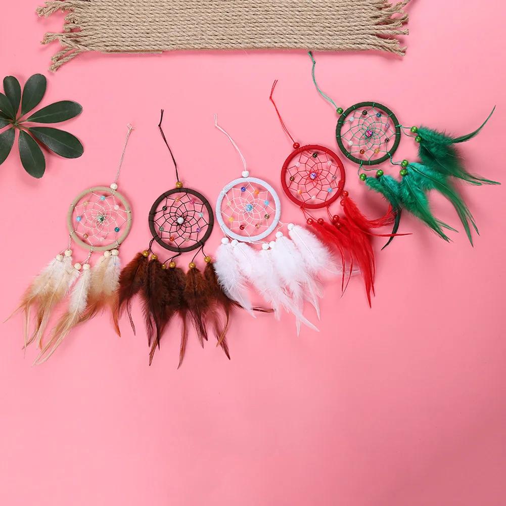 Tassel Dream Catcher Decoration for Car Ornaments Room Decor Dreamcatchers Wall Hanging with Rattan Bead Feathers Wind Chimes