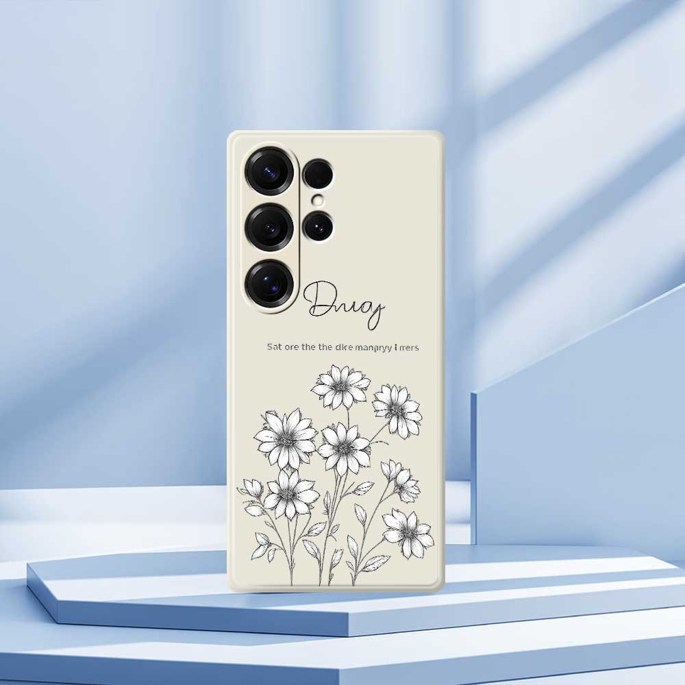 For Samsung Galaxy S25 Ultra Case Sketch Flowers Pattern Printing Straight Edge TPU Phone Back Cover
