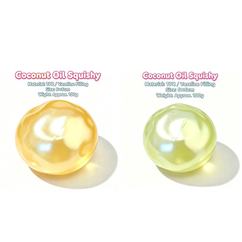 6cm Squishy Pearl Coconut Oil Squeeze Toy Shapeable Slow Rising Stress Relief Toy Vaseline Material Stress Ball Decompression Fidget Sensory Toy