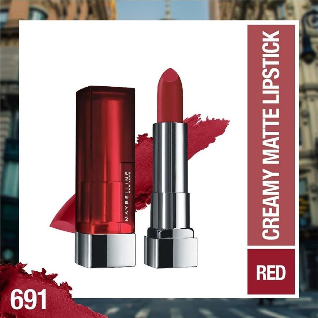 Maybelline New York Matte Lipstick 691 Rich Ruby 3.9g Intense Colour Hydrating Creamy Lipstick for Bold Lips