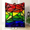 Abstract Rainbow Geometric Pattern Area Warm Quilt. Flannel Blanket for Bedroom, Living Room, Sofa, and Nap.