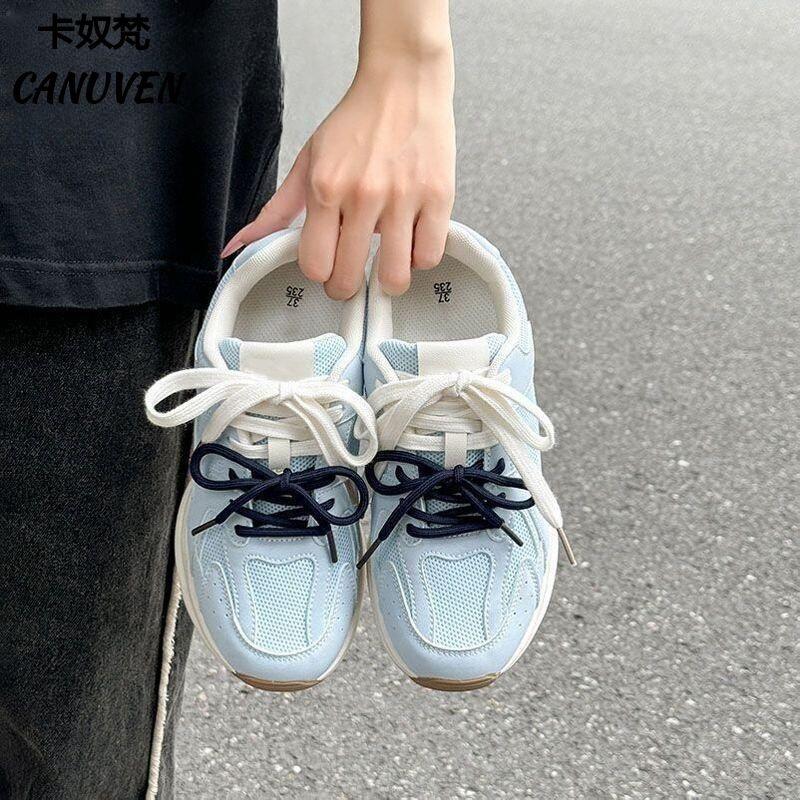 Running Shoes For Women Lace Up Sneakers Spring Autumn Mesh Breathable Vulcanized Shoe Trends  Light Casual Woman Footwear