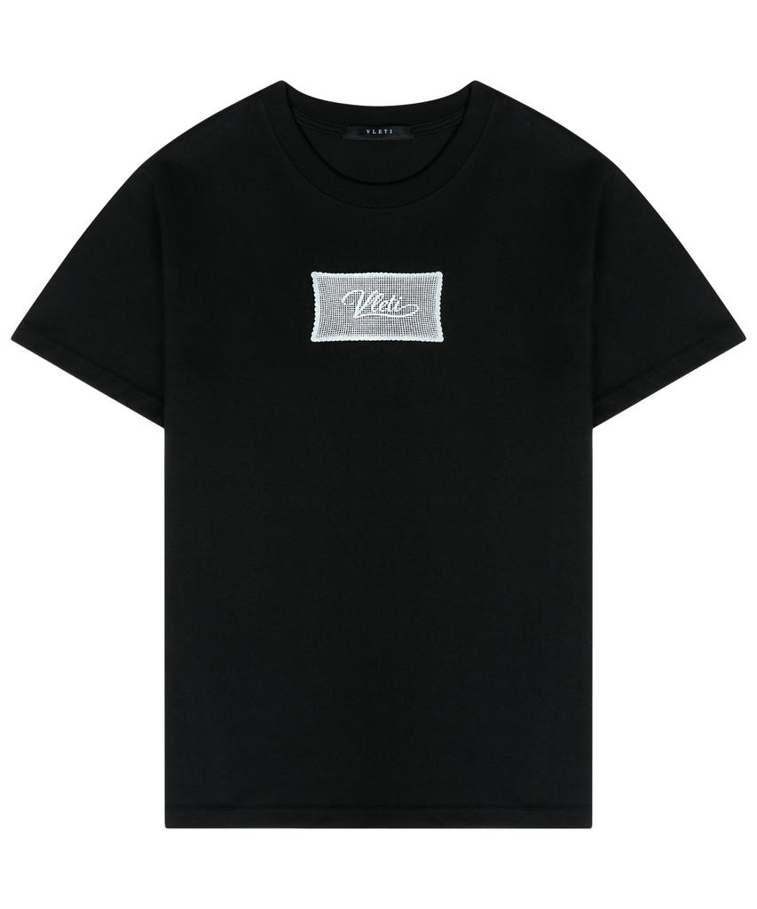 VLETI Cotton Blend Layered Lettering Regular Fit T-Shirt (Black)