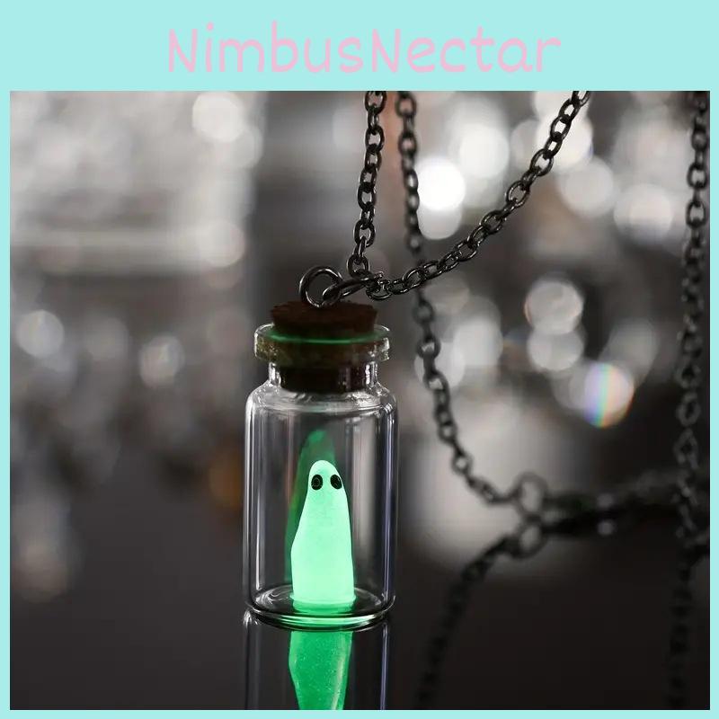 Adorable Cartoon Ghost Jewelry Set Featuring Enchanting Glow In The Dark Effects