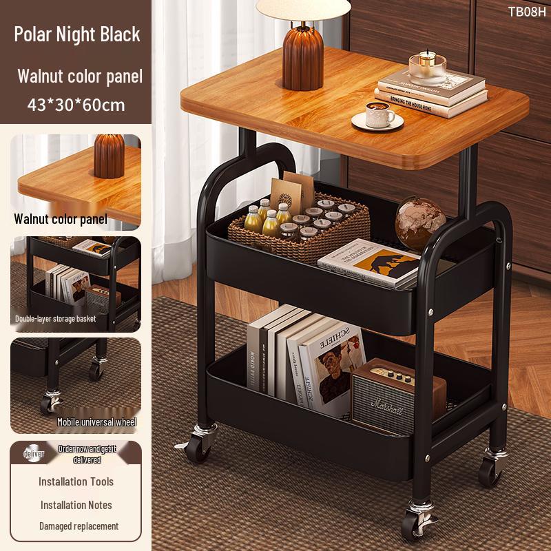Beweglicher mehrstöckiger Snack- und Kaffeetisch: Faltbares Regal für Wohnzimmer & Schlafzimmer