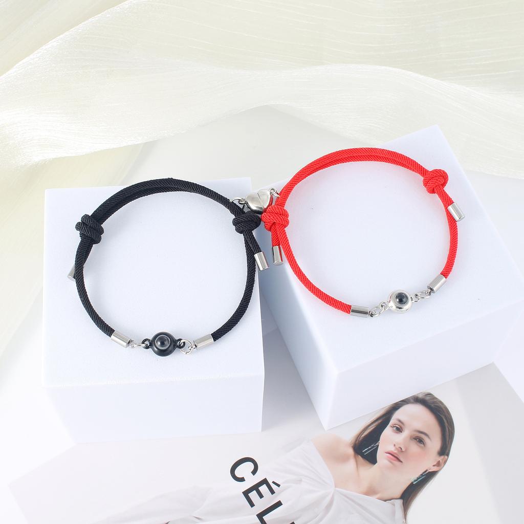 Heart Magnet 100 Languages I Love You Couple Bracelets Set Of 2 For Men Women Friendship Rope Jewelry