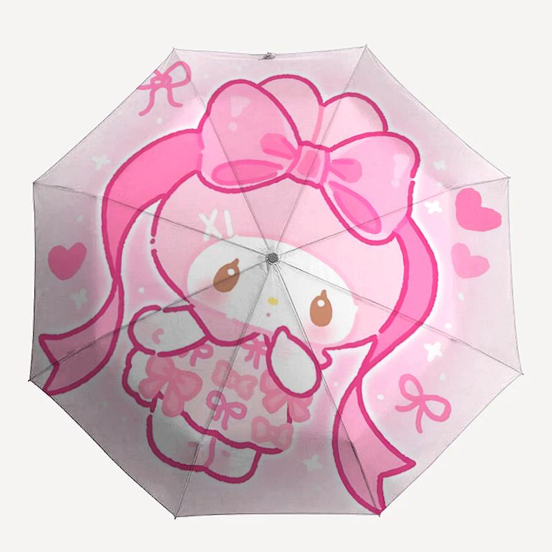 1pc Pink Bowknot Outdoor Umbrella - Automatic Open/Closed, Portable Tri-Fold Design, 8-Rib Iron Frame, Festival Gift for Fans, Travelers, Daily Use.A0