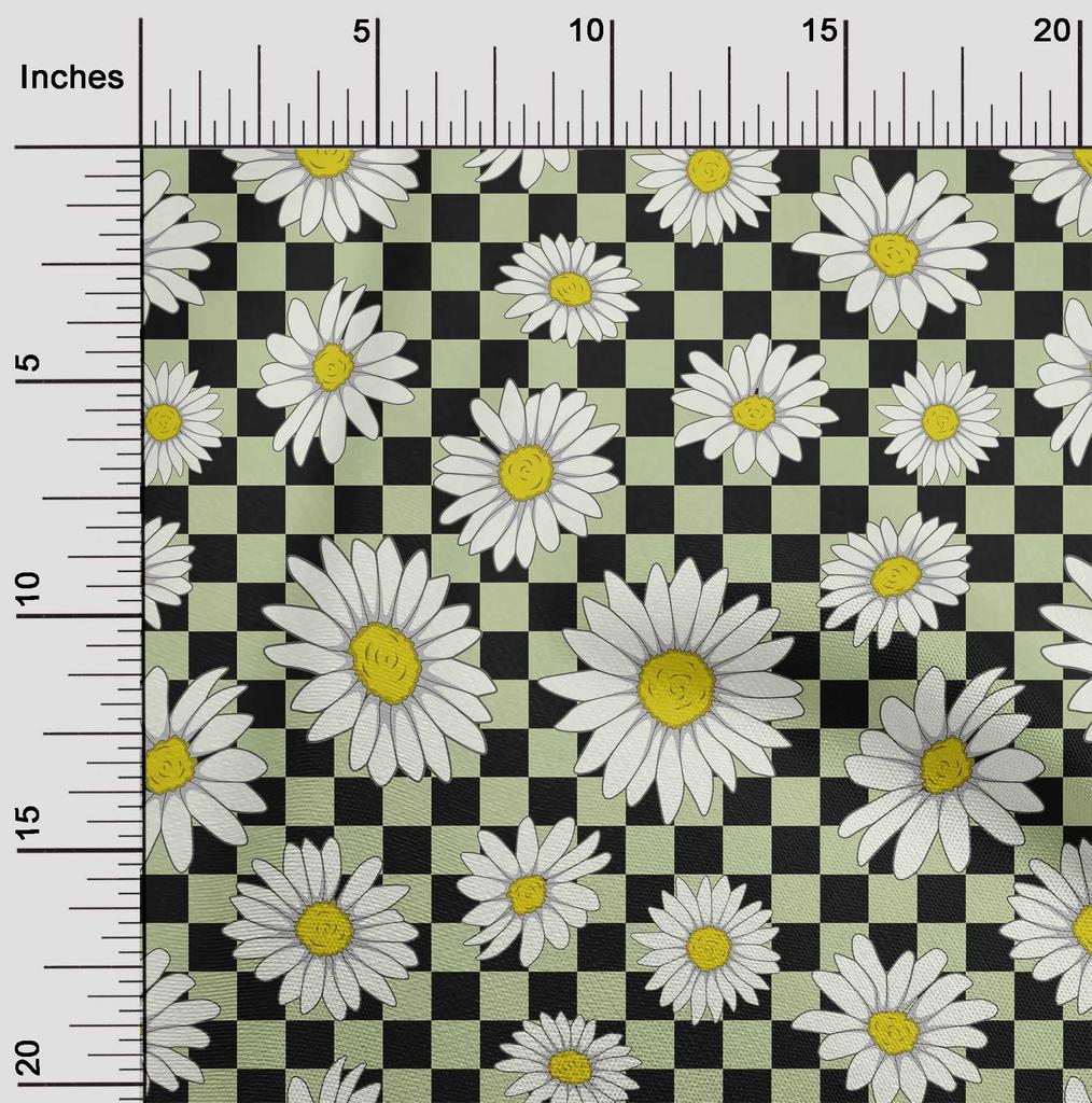 oneOone Cotton Flex Black Fabric Sunflower Floral Dress Material Fabric Print Fabric By The Yard 40 Inch