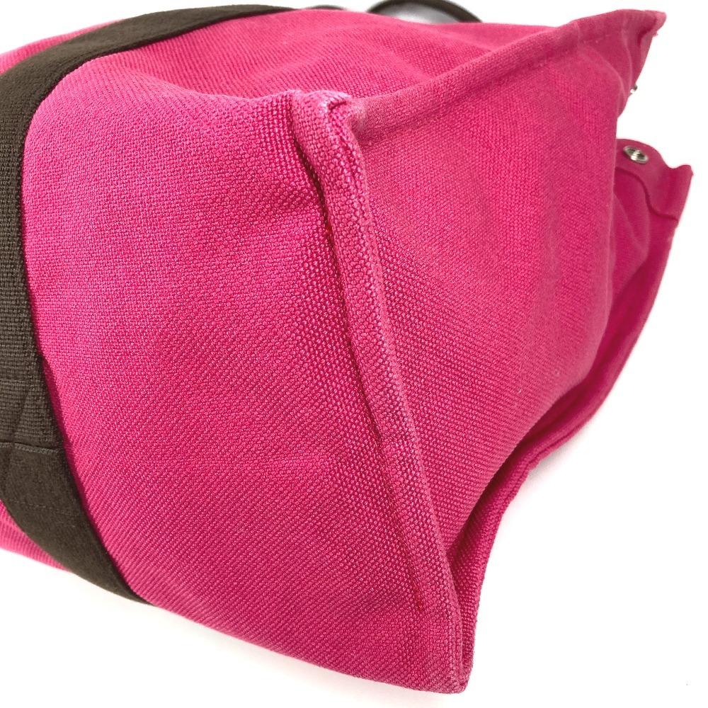 Hermes With Porch Sac De Plage GM Tote Bag Shoulder Bag Canvas pink/Black