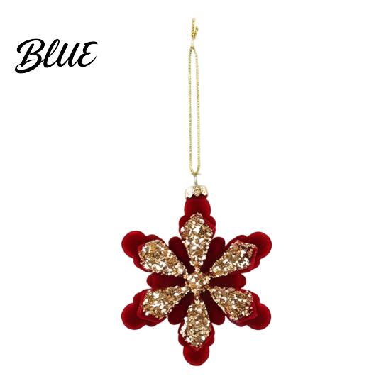 Lightweight Flocked Tree Hanging Soft Edging Retro with Gold Ornaments Christmas Red Velvet Flocking Fabric