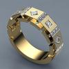 Temperament Gold Fashion Inlaid Zircon Half Circle Texture Ring