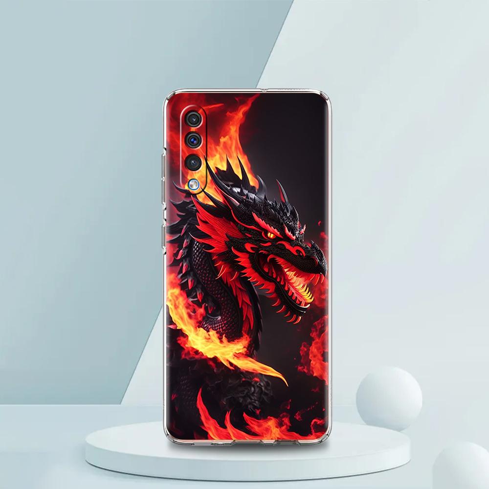 Transparent Phone Case for Samsung Galaxy A16 A14 A12 A22 A24 A42 A06 A20 A30 A40 Soft TPU Cover Illusory Color Chinese Dragon