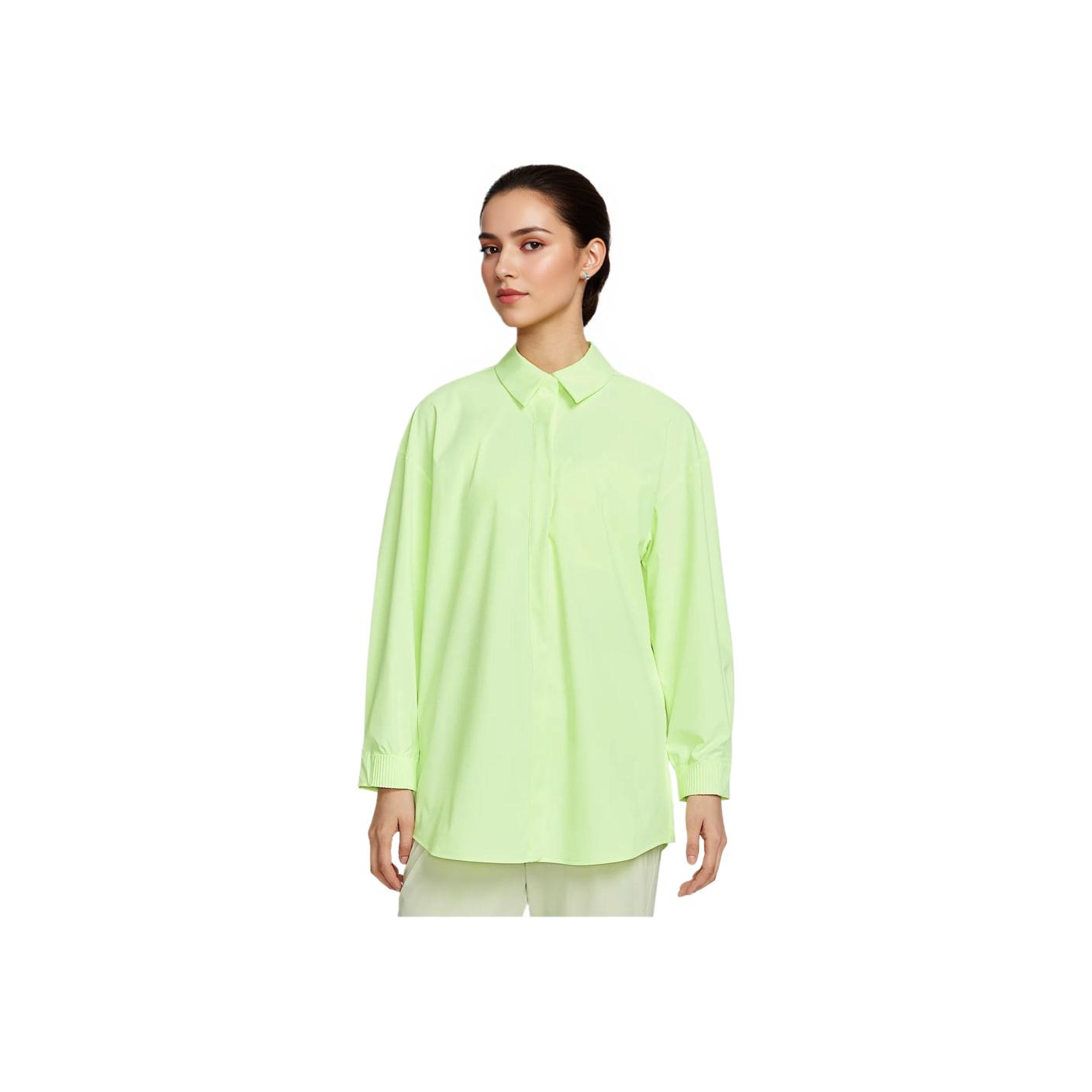 Nike Dri-Fit Perfect Stretch 24.7 Fashionable Cool Comfortable Quick-Dry Loose Long Sleeve Shirt Women shirts Fluorescent-Yellow Green HQ0237-701 M