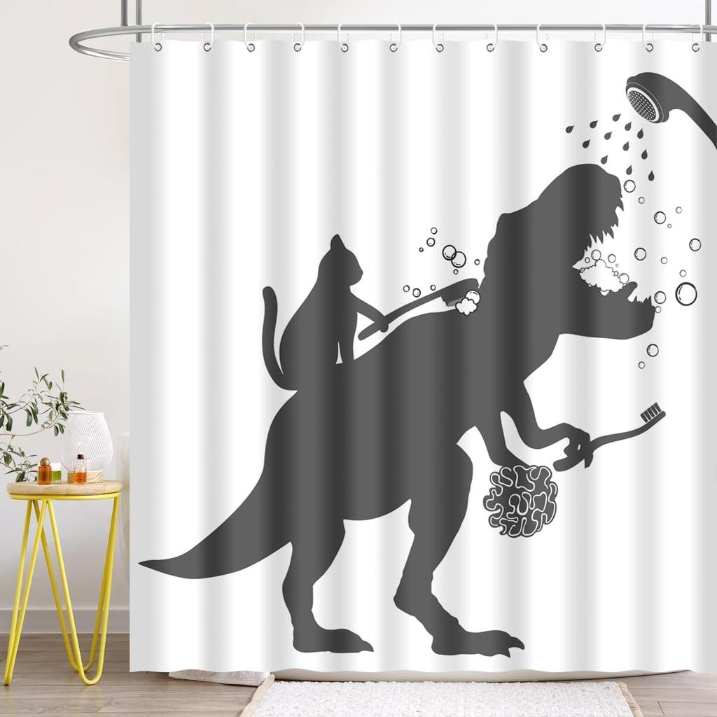 Funny Lovely Dinosaur Elephant Shower Curtain Cute Animal Take Bath Waterproof Fabric Bathroom Curtain with Hooks Home Decor