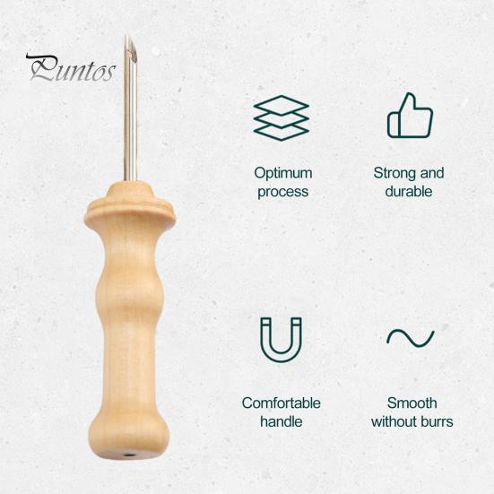 Embroidery Needle Wooden Handle Embroidery Punch Needle Pen Weaving Tool for DIY Craft Stitching Applique