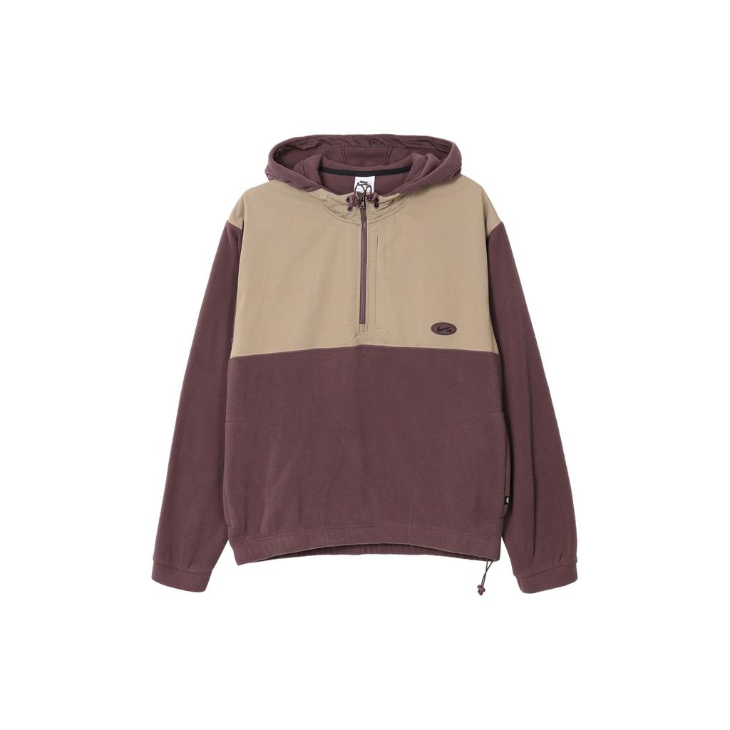 Nike SB Therma-FIT Winterized Polar Fleece 1/2 Zip Skate Hoodie Dark Wine Mauve Stone Men DA4224-646