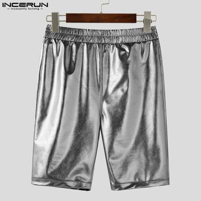 Women Men Glitter Shorts Elastic Waist Back Hollow Fitted Mini Pants