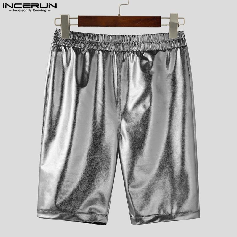INCERUN Women Men Glitter Shorts Elastic Waist Back Hollow Fitted Mini Pants