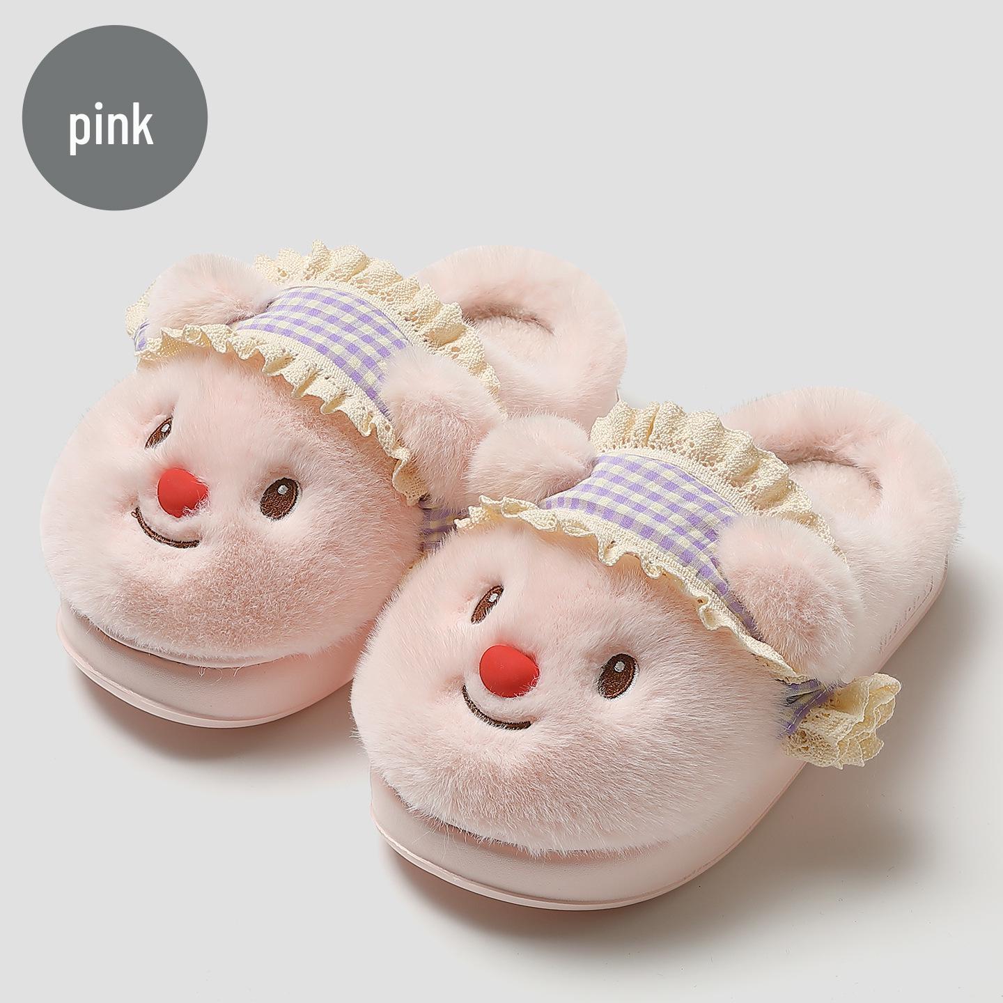 

Women s Indoor Plush Cotton Slippers - Thick-Soled, Warm, Non-Slip for Autumn/Winter & Postpartum Comfort 38-39 (23.5 cm) розовый