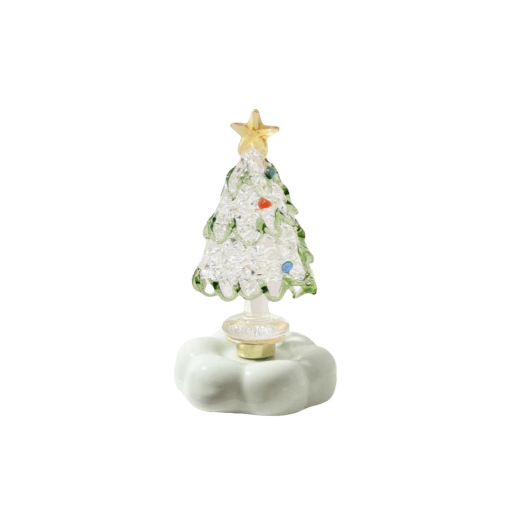 Miniature Christmas Tree Ornament Handcrafted Glass Sculpture  Living Room Decoration