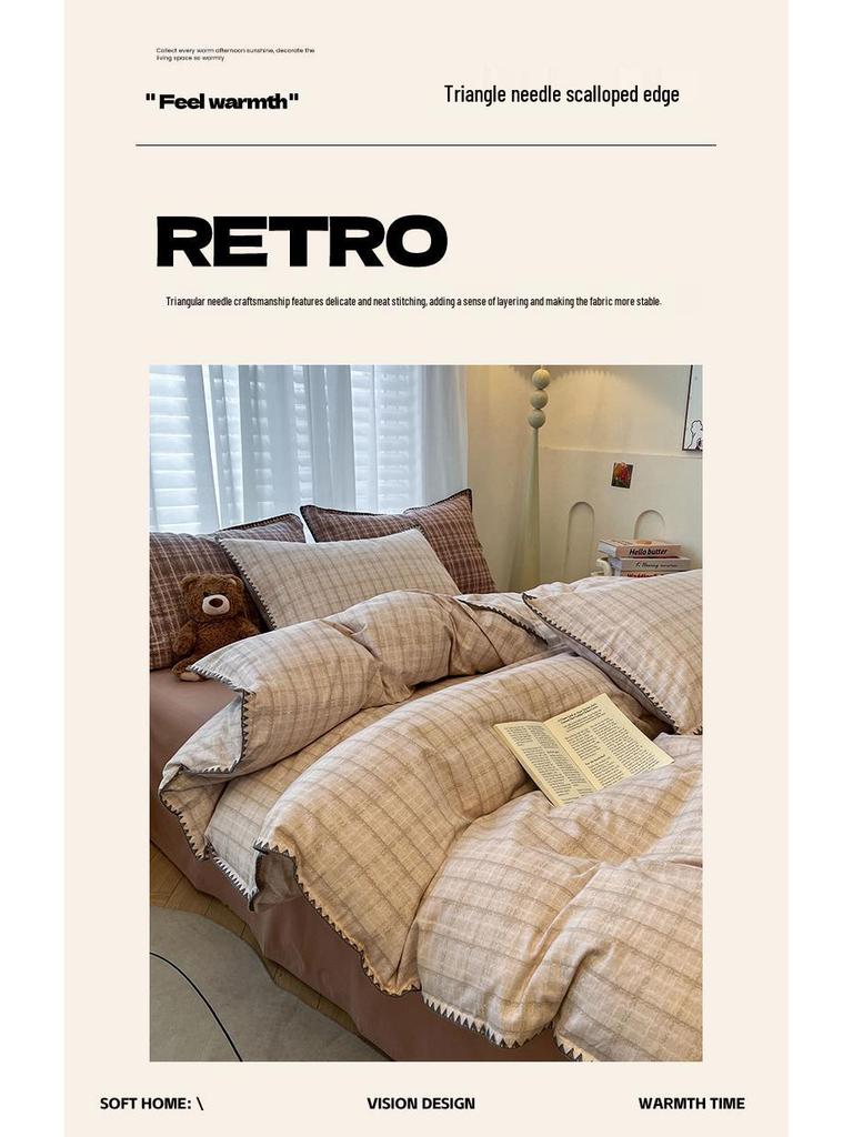 Gebürstetes Verdicktes Baumwoll-Bettwäsche-Set - Herbst & Winter Bettbezug, Laken für Wohnheime