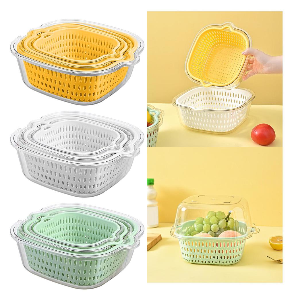 Strainer Colander Set ,Side Buckle, Detachable, Large Cutout Design, Design ,Double Layer Drain ,