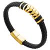 Men's Retro Leather and Titanium Steel Magnetic Buckle Bracelet
