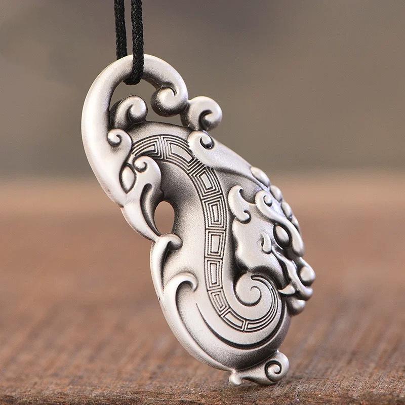Ожерелье Дракон и Феникс Топор Украшение Винтажный Дракон Летающий Феникс Подвеска 50CM(Necklace Size)