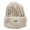 Wool hat women's autumn and winter alphabet patch versatile warm plush knitted hat big head circumference ear protector cold hat