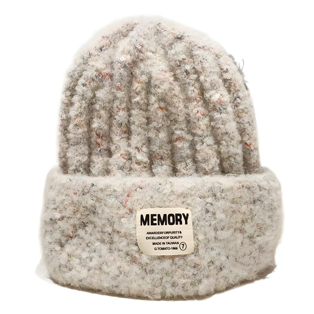 Wool hat women's autumn and winter alphabet patch versatile warm plush knitted hat big head circumference ear protector cold hat