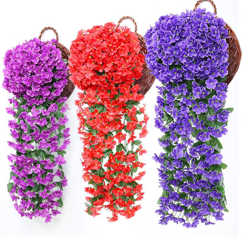 75CM Violet Artificial Flower Party Decoration Simulation Valentine S Day Wedding Wall Hanging Basket Flower Orchid Fake Flower