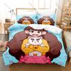 Cute Bee and Puppycat Bedding Set 3Pcs Anime Kawaii Duvet Cover Pillowcase Twin Queen King Size Home Textile Decor