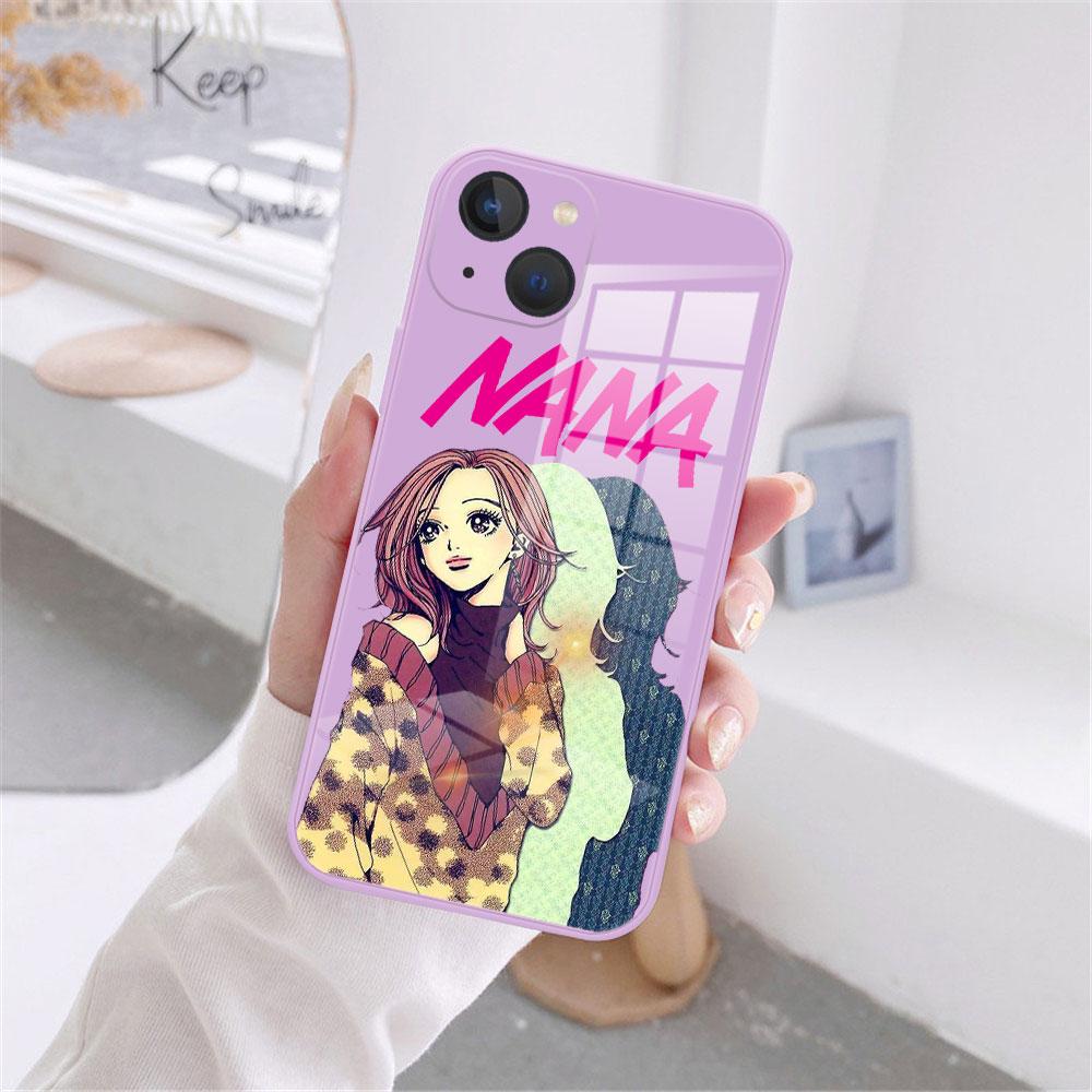 

Чехол для телефона с изображением аниме NaNa osaki для iPhone 11 12 13 Pro Max X XR XS MAX X 8 7 SE20 12 13, мини-фиолетовый светоотражающий чехол из закаленного стекла iPhone 13Pro Max