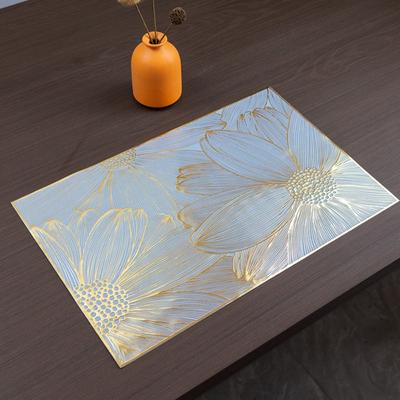 2PCS Colorful Flower Placemat Heat Resistant Waterproof Floral Coaster Non-Slip Washable Dining Mat Wedding