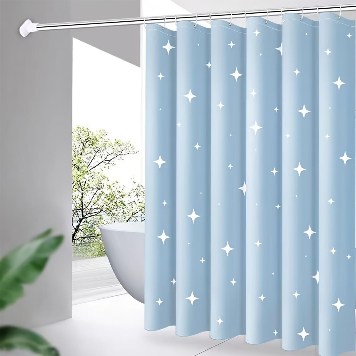 Starry Night Shower Curtain: Sparkling Stars on a Soft Blue Background for a Dreamy Bathroom W90XH180cm