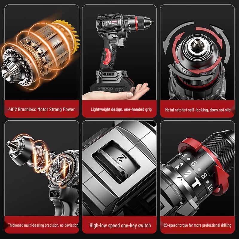 Aireidun 21V Cordless Brushless Impact Drill CN plug (adapter included)