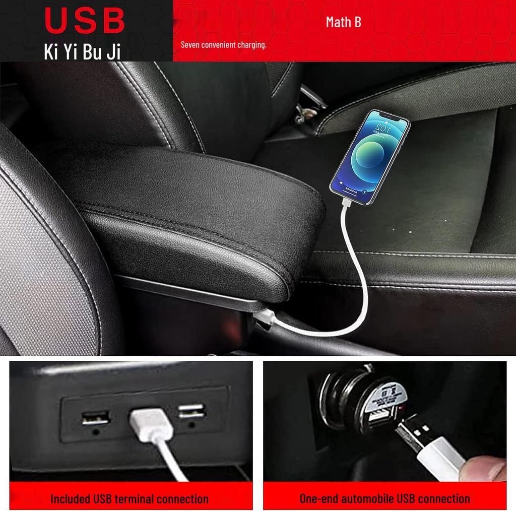 USB Port Leather Armrest & Console Storage Box for Jimny JB64/JB74 Models