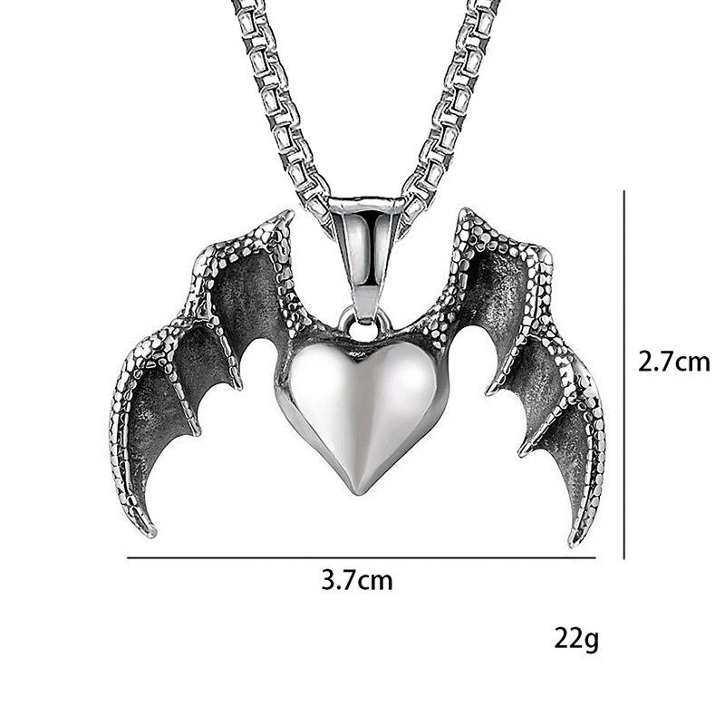 Fashion Retro Necklace Love Wings Pendant Nightclub Trendy Bat Titanium Steel Necklace