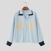 INCERUN Plus Size Men Casual Lapel Neck Long Sleeve Patchwork Buttons Shirts Tops