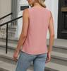 2025 Summer Women's Pleated Solid Color Sleeveless Hollow Out T-shirt Vest