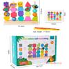 Wooden Sorting Stacking Games Beads Sequencing Toy Montessori Shape Matching Kids Geometric Shapes Awareness Gift for Christmas