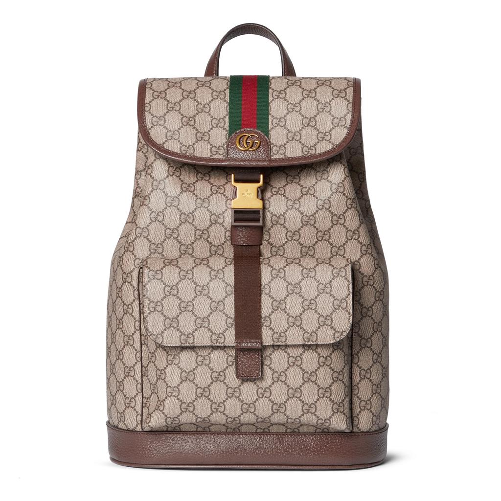 Gucci Ophidia GG Monogram Interwoven Pattern Double G Backpack Women Backpack Beige Dark-Brown 839109-FAEWQ-9845
