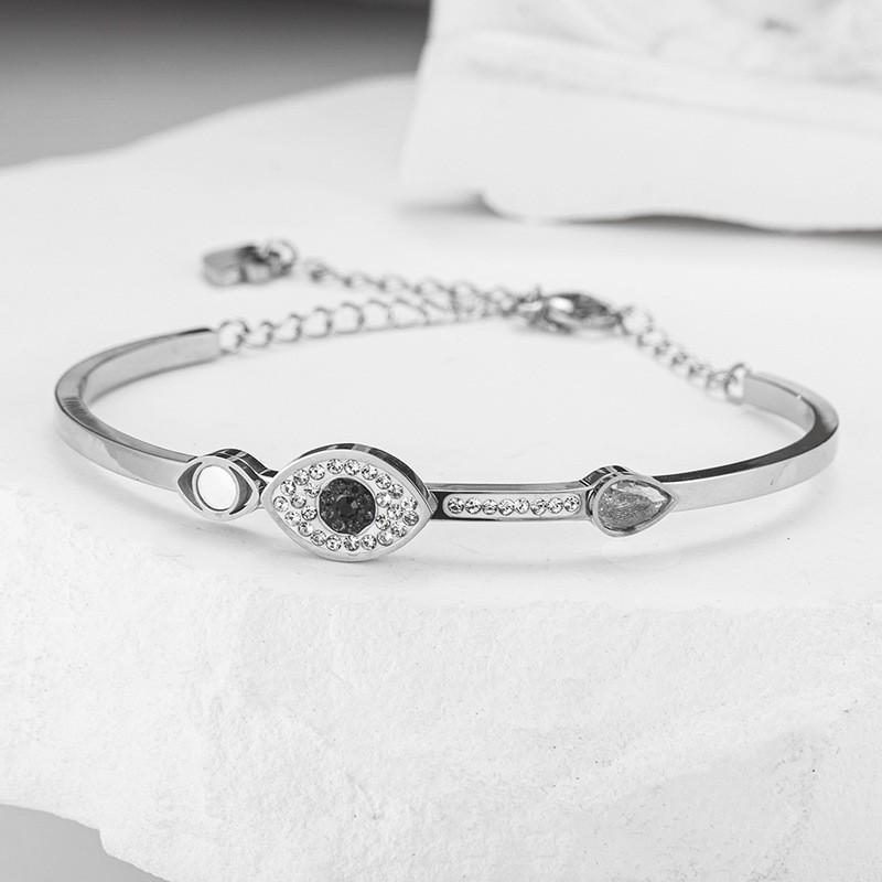 Titanstahl Böser Blick Charme Armband Damen Hypoallergen Gold- oder Tonfarbe Leicht 9g Modeschmuck