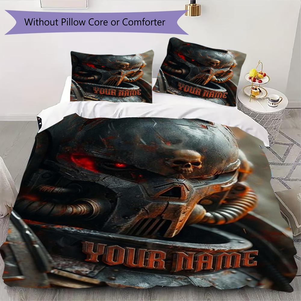 Custom Name Warhammer 4K Pattern Bedding Uilt Set Uilt Cover Pillowcase Home Decoration Birthday Gift (1*duvet Cover+2*pillowcase Without Core)