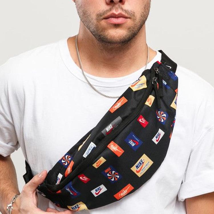 Nike Heritage Hip Pack Fashion Print Polyester Crossbody Chest Bag Unisex bags Black CQ6300-010