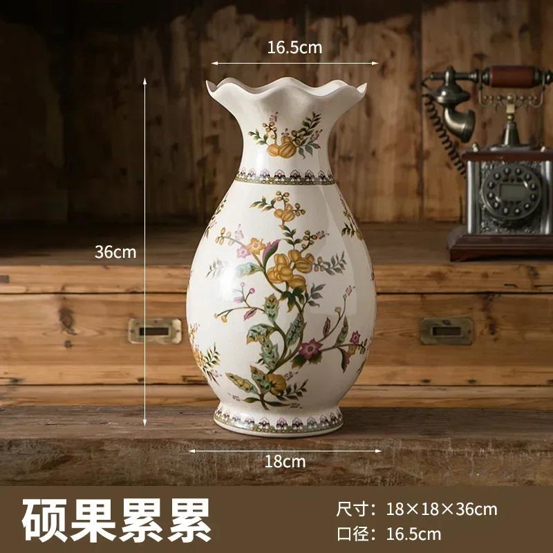 

Retro Style Ceramics Vase Living Room Flower Arrangement Floral Organ Ground Desktop Ornaments Originality Home Decoration
