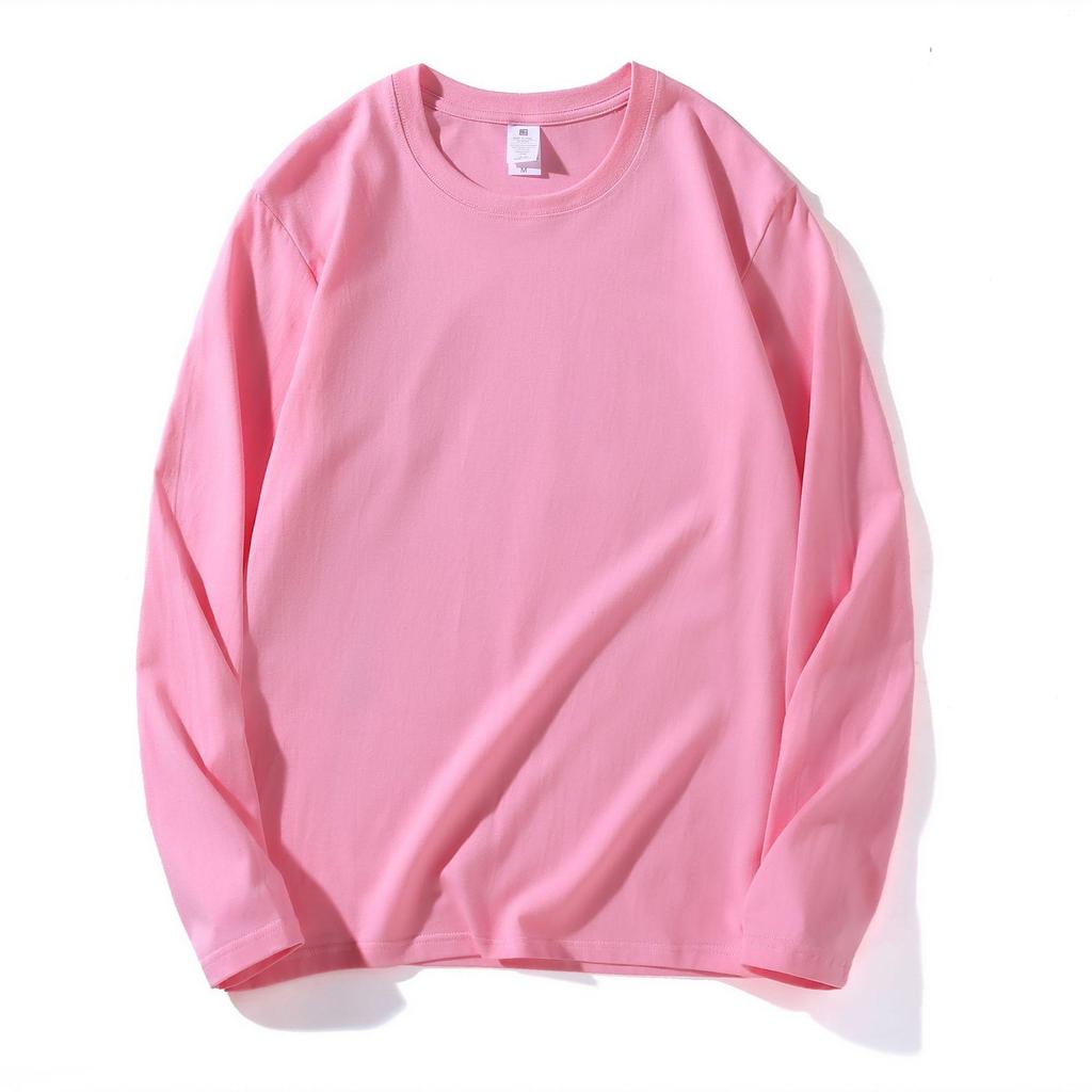 220g Heavyweight Pure Cotton Unisex Long Sleeve T-shirt - Loose Fit Solid Color Casual Sweatshirt