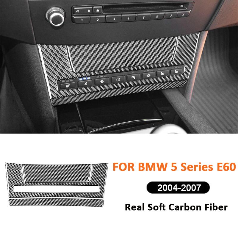 Carbon Fiber Car Seat Adjustment Control Ventilation Buttons Panel Interior Decoration Sticker For BMW 5 Series E60 2004-2007